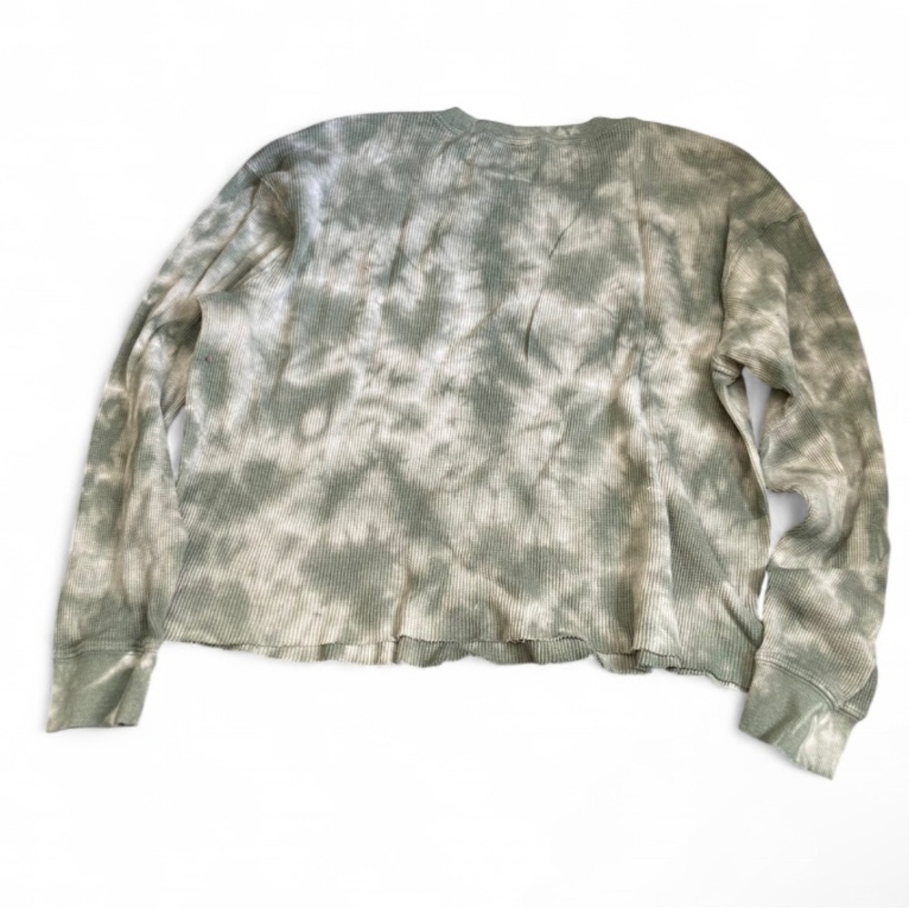 Wild Fable Green and Cream Waffle Ribbed Top